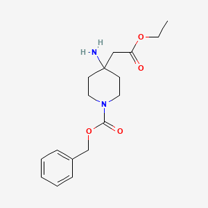 molecular formula C17H24N2O4 B12981695 Benzyl 4-amino-4-(2-ethoxy-2-oxoethyl)piperidine-1-carboxylate 