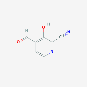 molecular formula C7H4N2O2 B12981733 4-Formyl-3-hydroxypicolinonitrile 