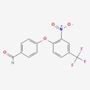 molecular formula C14H8F3NO4 B1298183 4-[2-Nitro-4-(trifluoromethyl)phenoxy]benzaldehyde CAS No. 428467-15-6