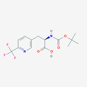 molecular formula C14H17F3N2O4 B12981836 (R)-2-((tert-Butoxycarbonyl)amino)-3-(6-(trifluoromethyl)pyridin-3-yl)propanoic acid 