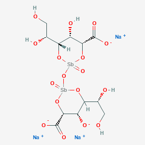 trisodium;(4R,5S,6R)-2-[[(4R,5S)-4-carboxylato-6-[(1R)-1,2-dihydroxyethyl]-5-oxido-2-oxo-1,3,2lambda5-dioxastibinan-2-yl]oxy]-6-[(1R)-1,2-dihydroxyethyl]-5-hydroxy-2-oxo-1,3,2lambda5-dioxastibinane-4-carboxylate