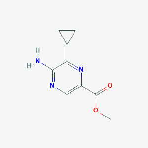 molecular formula C9H11N3O2 B12981935 Methyl 5-amino-6-cyclopropylpyrazine-2-carboxylate 