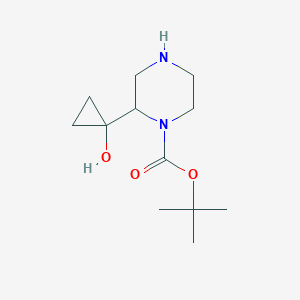 molecular formula C12H22N2O3 B12981937 tert-Butyl 2-(1-hydroxycyclopropyl)piperazine-1-carboxylate 