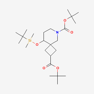 molecular formula C24H45NO5Si B12981982 Di-tert-butyl 9-((tert-butyldimethylsilyl)oxy)-6-azaspiro[3.5]nonane-2,6-dicarboxylate 