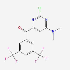 molecular formula C15H10ClF6N3O B12982045 (3,5-Bis(trifluoromethyl)phenyl)(2-chloro-6-(dimethylamino)pyrimidin-4-yl)methanone CAS No. 1956318-45-8