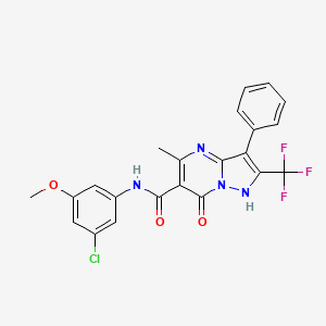 N-(3-Chloro-5-methoxyphenyl)-5-methyl-7-oxo-3-phenyl-2-(trifluoromethyl)-4,7-dihydropyrazolo[1,5-a]pyrimidine-6-carboxamide