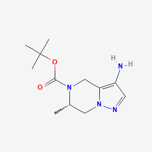 molecular formula C12H20N4O2 B12982107 tert-Butyl (S)-3-amino-6-methyl-6,7-dihydropyrazolo[1,5-a]pyrazine-5(4H)-carboxylate 