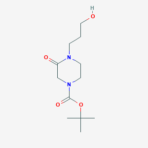 molecular formula C12H22N2O4 B12982140 tert-Butyl 4-(3-hydroxypropyl)-3-oxopiperazine-1-carboxylate 