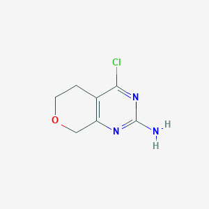 molecular formula C7H8ClN3O B12982175 4-Chloro-5,8-dihydro-6H-pyrano[3,4-d]pyrimidin-2-amine 