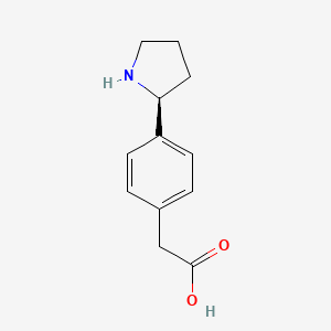 molecular formula C12H15NO2 B12982376 (S)-2-(4-(Pyrrolidin-2-yl)phenyl)acetic acid 