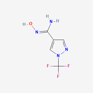 molecular formula C5H5F3N4O B12982468 N-Hydroxy-1-(trifluoromethyl)-1H-pyrazole-4-carboximidamide 