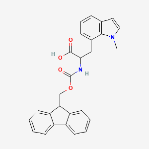 molecular formula C27H24N2O4 B12982471 2-((((9H-Fluoren-9-yl)methoxy)carbonyl)amino)-3-(1-methyl-1H-indol-7-yl)propanoic acid 