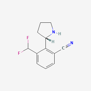 molecular formula C12H12F2N2 B12982518 (S)-3-(Difluoromethyl)-2-(pyrrolidin-2-yl)benzonitrile 