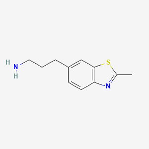 molecular formula C11H14N2S B12982549 3-(2-Methylbenzo[d]thiazol-6-yl)propan-1-amine 