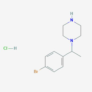 molecular formula C12H18BrClN2 B12982772 1-(1-(4-Bromophenyl)ethyl)piperazine hydrochloride 