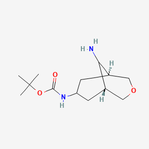 molecular formula C13H24N2O3 B12982916 tert-butyl N-[(1R,5S)-9-amino-3-oxabicyclo[3.3.1]nonan-7-yl]carbamate 