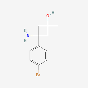 molecular formula C11H14BrNO B12983016 Rel-(1s,3s)-3-amino-3-(4-bromophenyl)-1-methylcyclobutan-1-ol 