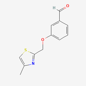 molecular formula C12H11NO2S B12983052 3-((4-Methylthiazol-2-yl)methoxy)benzaldehyde 