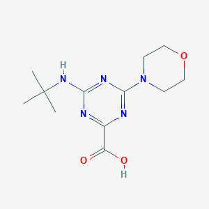 molecular formula C12H19N5O3 B1298307 4-叔丁基氨基-6-吗啉-4-基-[1,3,5]三嗪-2-羧酸 CAS No. 626223-45-8