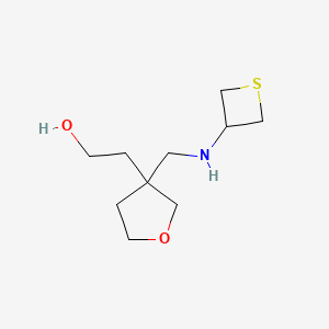 molecular formula C10H19NO2S B12983178 2-(3-((Thietan-3-ylamino)methyl)tetrahydrofuran-3-yl)ethan-1-ol 