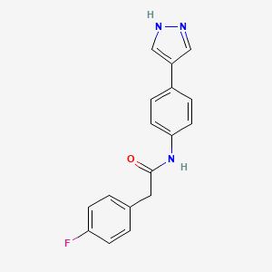 molecular formula C17H14FN3O B12983490 N-(4-(1H-Pyrazol-4-yl)phenyl)-2-(4-fluorophenyl)acetamide 