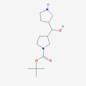 molecular formula C14H26N2O3 B12983500 tert-Butyl 3-(hydroxy(pyrrolidin-3-yl)methyl)pyrrolidine-1-carboxylate 