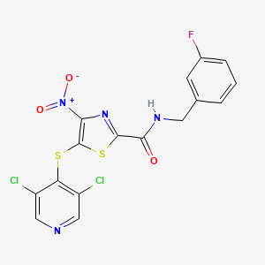 5-((3,5-Dichloropyridin-4-yl)thio)-N-(3-fluorobenzyl)-4-nitrothiazole-2-carboxamide