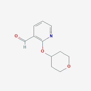 molecular formula C11H13NO3 B12983604 2-((Tetrahydro-2H-pyran-4-yl)oxy)nicotinaldehyde 