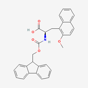 molecular formula C29H25NO5 B12983611 (R)-2-((((9H-Fluoren-9-yl)methoxy)carbonyl)amino)-3-(2-methoxynaphthalen-1-yl)propanoic acid 