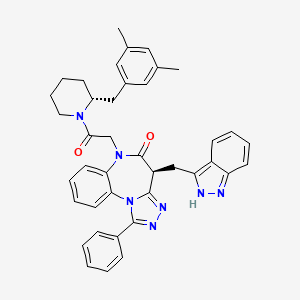 (4S)-4-((1H-Indazol-3-yl)methyl)-6-(2-((R)-2-(3,5-dimethylbenzyl)piperidin-1-yl)-2-oxoethyl)-1-phenyl-4H-benzo[b][1,2,4]triazolo[4,3-d][1,4]diazepin-5(6H)-one