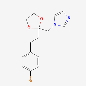 molecular formula C15H17BrN2O2 B12983709 1-((2-(2-(4-bromophenyl)ethyl)-1,3-dioxolan-2-yl)methyl)-1H-imidazole CAS No. 940061-39-2