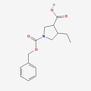 molecular formula C15H19NO4 B12983787 1-((Benzyloxy)carbonyl)-4-ethylpyrrolidine-3-carboxylic acid 