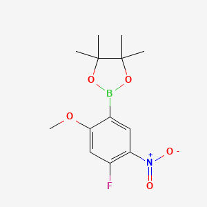 molecular formula C13H17BFNO5 B12983844 2-(4-Fluoro-2-methoxy-5-nitrophenyl)-4,4,5,5-tetramethyl-1,3,2-dioxaborolane 