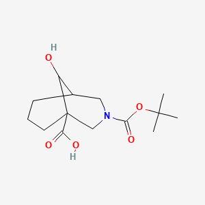 molecular formula C14H23NO5 B12984282 3-(tert-Butoxycarbonyl)-9-hydroxy-3-azabicyclo[3.3.1]nonane-1-carboxylic acid 