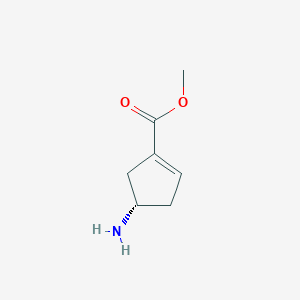 molecular formula C7H11NO2 B12984773 Methyl (S)-4-aminocyclopent-1-ene-1-carboxylate 