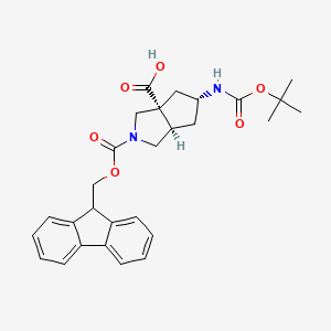 (3AR,5R,6aR)-2-(((9H-fluoren-9-yl)methoxy)carbonyl)-5-((tert-butoxycarbonyl)amino)hexahydrocyclopenta[c]pyrrole-3a(1H)-carboxylic acid