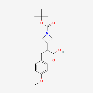 molecular formula C18H25NO5 B12985013 2-(1-(tert-Butoxycarbonyl)azetidin-3-yl)-3-(4-methoxyphenyl)propanoic acid 