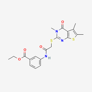 Ethyl 3-(2-((3,5,6-trimethyl-4-oxo-3,4-dihydrothieno[2,3-d]pyrimidin-2-yl)thio)acetamido)benzoate