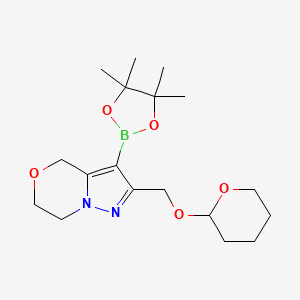 2-(((Tetrahydro-2H-pyran-2-yl)oxy)methyl)-3-(4,4,5,5-tetramethyl-1,3,2-dioxaborolan-2-yl)-6,7-dihydro-4H-pyrazolo[5,1-c][1,4]oxazine