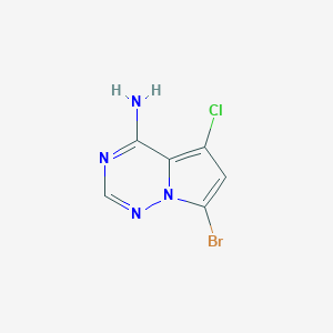 molecular formula C6H4BrClN4 B12985321 7-Bromo-5-chloropyrrolo[2,1-f][1,2,4]triazin-4-amine 