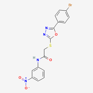 molecular formula C16H11BrN4O4S B12985451 2-((5-(4-Bromophenyl)-1,3,4-oxadiazol-2-yl)thio)-N-(3-nitrophenyl)acetamide 