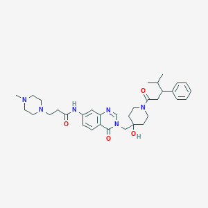 N-(3-((4-Hydroxy-1-(4-methyl-3-phenylpentanoyl)piperidin-4-yl)methyl)-4-oxo-3,4-dihydroquinazolin-7-yl)-3-(4-methylpiperazin-1-yl)propanamide