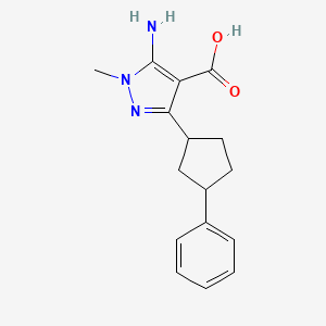 5-Amino-1-methyl-3-(3-phenylcyclopentyl)-1H-pyrazole-4-carboxylic acid