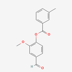 molecular formula C16H14O4 B1298558 4-甲酰基-2-甲氧基苯基 3-甲基苯甲酸酯 CAS No. 321725-87-5