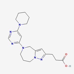 3-(5-(6-(Piperidin-1-yl)pyrimidin-4-yl)-5,6,7,8-tetrahydro-4H-pyrazolo[1,5-a][1,4]diazepin-2-yl)propanoic acid