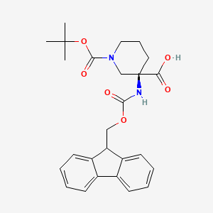 (3R)-3-(9H-fluoren-9-ylmethoxycarbonylamino)-1-[(2-methylpropan-2-yl)oxycarbonyl]piperidine-3-carboxylic acid