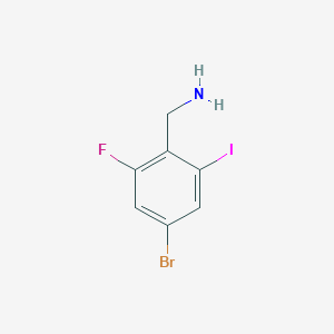 molecular formula C7H6BrFIN B12985754 (4-Bromo-2-fluoro-6-iodophenyl)methanamine 