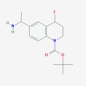 molecular formula C16H23FN2O2 B12985829 tert-Butyl 6-(1-aminoethyl)-4-fluoro-3,4-dihydroquinoline-1(2H)-carboxylate 