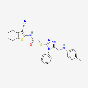 N-(3-Cyano-4,5,6,7-tetrahydrobenzo[b]thiophen-2-yl)-2-((4-phenyl-5-((p-tolylamino)methyl)-4H-1,2,4-triazol-3-yl)thio)acetamide