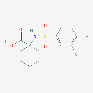 molecular formula C13H15ClFNO4S B1298596 1-{[(3-Chloro-4-fluorophenyl)sulfonyl]amino}cyclohexanecarboxylic acid CAS No. 690646-08-3